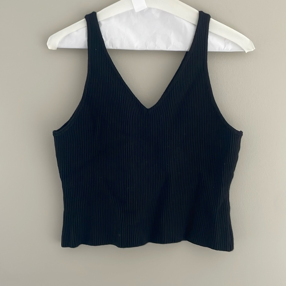 Cropped ribbed sweater tank top